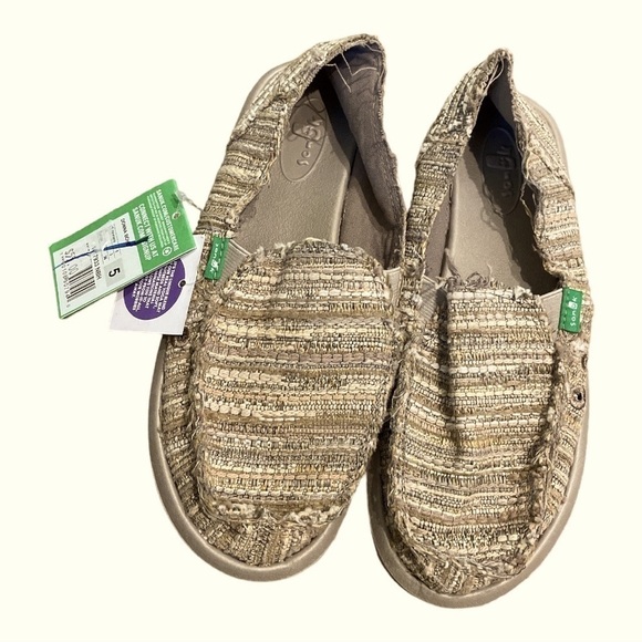 Sanuk Donna Sidewalk Surfer SlipOn Flats NWT Size 5 Natural Tan - Picture 9 of 12